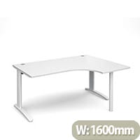 TR10 right hand ergonomic desk 1600mm - white frame, white top