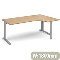 TR10 right hand ergonomic desk 1800mm - silver frame, oak top