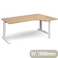 TR10 right hand ergonomic desk 1800mm - white frame, oak top