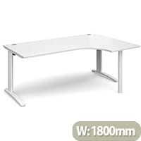 TR10 right hand ergonomic desk 1800mm - white frame, white top