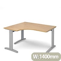 TR10 deluxe left hand ergonomic desk 1400mm - silver frame, oak top