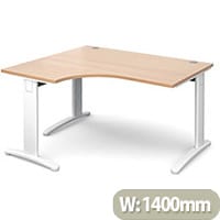 TR10 deluxe left hand ergonomic desk 1400mm - white frame, beech top