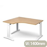 TR10 deluxe left hand ergonomic desk 1400mm - white frame, oak top