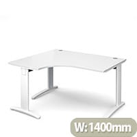 TR10 deluxe left hand ergonomic desk 1400mm - white frame, white top