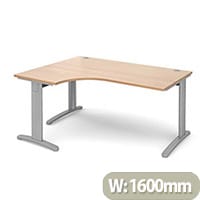 TR10 deluxe left hand ergonomic desk 1600mm - silver frame, beech top