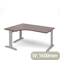 TR10 deluxe left hand ergonomic desk 1600mm - silver frame, walnut top