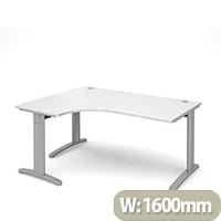 TR10 deluxe left hand ergonomic desk 1600mm - silver frame, white top