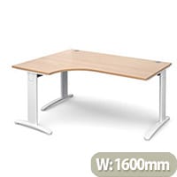 TR10 deluxe left hand ergonomic desk 1600mm - white frame, beech top