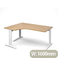 TR10 deluxe left hand ergonomic desk 1600mm - white frame, oak top