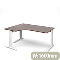 TR10 deluxe left hand ergonomic desk 1600mm - white frame, walnut top
