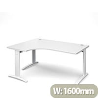 TR10 deluxe left hand ergonomic desk 1600mm - white frame, white top