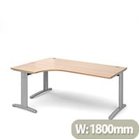 TR10 deluxe left hand ergonomic desk 1800mm - silver frame, beech top