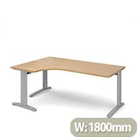 TR10 deluxe left hand ergonomic desk 1800mm - silver frame, oak top