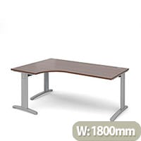 TR10 deluxe left hand ergonomic desk 1800mm - silver frame, walnut top