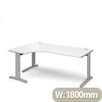 TR10 deluxe left hand ergonomic desk 1800mm - silver frame, white top