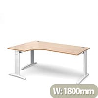 TR10 deluxe left hand ergonomic desk 1800mm - white frame, beech top