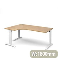 TR10 deluxe left hand ergonomic desk 1800mm - white frame, oak top