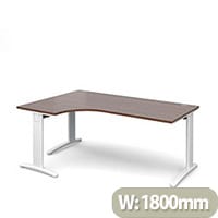 TR10 deluxe left hand ergonomic desk 1800mm - white frame, walnut top