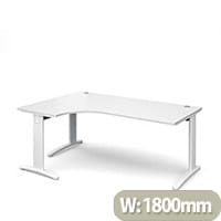 TR10 deluxe left hand ergonomic desk 1800mm - white frame, white top