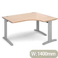 TR10 deluxe right hand ergonomic desk 1400mm - silver frame, beech top