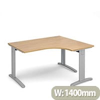 TR10 deluxe right hand ergonomic desk 1400mm - silver frame, oak top