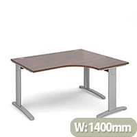 TR10 deluxe right hand ergonomic desk 1400mm - silver frame, walnut top