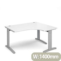 TR10 deluxe right hand ergonomic desk 1400mm - silver frame, white top