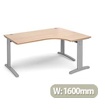 TR10 deluxe right hand ergonomic desk 1600mm - silver frame, beech top
