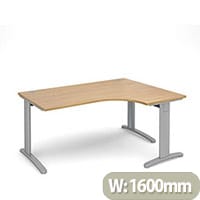 TR10 deluxe right hand ergonomic desk 1600mm - silver frame, oak top