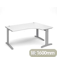 TR10 deluxe right hand ergonomic desk 1600mm - silver frame, white top