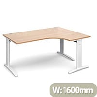 TR10 deluxe right hand ergonomic desk 1600mm - white frame, beech top