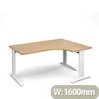 TR10 deluxe right hand ergonomic desk 1600mm - white frame, oak top