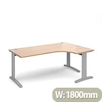 TR10 deluxe right hand ergonomic desk 1800mm - silver frame, beech top