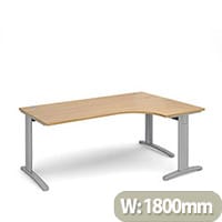 TR10 deluxe right hand ergonomic desk 1800mm - silver frame, oak top