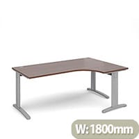 TR10 deluxe right hand ergonomic desk 1800mm - silver frame, walnut top