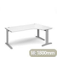 TR10 deluxe right hand ergonomic desk 1800mm - silver frame, white top