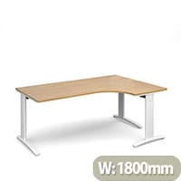 TR10 deluxe right hand ergonomic desk 1800mm - white frame, oak top