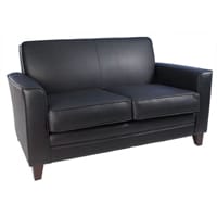 Newport Double Seat Leather Faced Sofa In Black