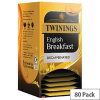 Twinings Decaffeinated English Breakfast Envelope Tea Bags (Pack 20 x4) F12423