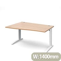 TR10 left hand wave desk 1400mm - white frame, beech top