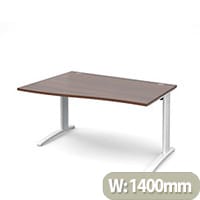 TR10 left hand wave desk 1400mm - white frame, walnut top