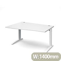 TR10 left hand wave desk 1400mm - white frame, white top