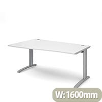 TR10 left hand wave desk 1600mm - silver frame, white top