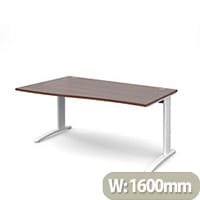 TR10 left hand wave desk 1600mm - white frame, walnut top
