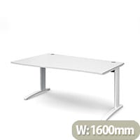 TR10 left hand wave desk 1600mm - white frame, white top