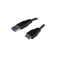 StarTech 2m 6ft Slim SuperSpeed USB 3.0 A to Micro B Cable M/M 1 x Type A Male USB 1 x Micro Type B Male USB Nickel Plated Connector Black USB3AUB2MS