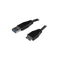 StarTech 3m 10ft Slim SuperSpeed USB 3.0 A to Micro B Cable M/M 1 x Type A Male USB 1 x Type B Male Micro USB Nickel Plated Connector Black USB3AUB3MS