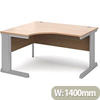 Vivo left hand ergonomic desk 1400mm - silver frame, beech top