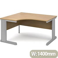 Vivo left hand ergonomic desk 1400mm - silver frame, oak top