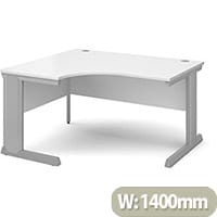 Vivo left hand ergonomic desk 1400mm - silver frame, white top